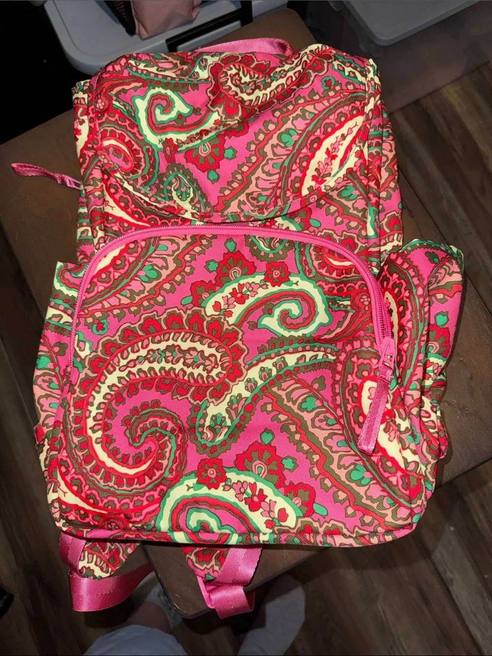 Vera Bradley Capri Pink Paisley Drawstring Backpack